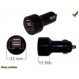 PRISE ALLUME CIGARE MALE 12/24V - USB FEMELLE DOUBLE 1A et 2A