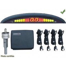 RADAR DE RECUL AVEC AFFICHEUR ET BUZER A 4 CAPTEURS BLANCS 12V CABLE 6M