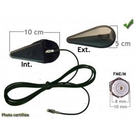 ANTENNE GSM PARE BRISE 2 PART. 10x5cm INT. ET EXT. 900/1800MHz FME/M Long 5m
