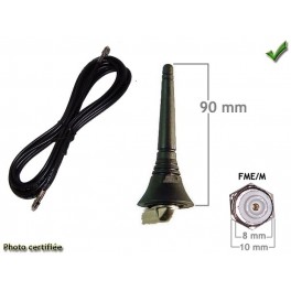 ANTENNE GSM TOIT FIXE 95mm 900/1800MHz FME OdB Long 5 M