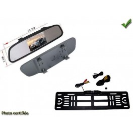 KIT CAMERA DE RECUL VIDEO DANS RETROVISEUR 4.5 POUCE SUR PLAQUE IMMATRICULATION