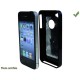 COQUE POLYMERE AVEC PASTILLE METALLIQUE POUR IPHONE 4 et 4S NOIR