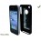 COQUE POLYMERE AVEC PASTILLE METALLIQUE POUR IPHONE 4 et 4S NOIR