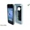 COQUE POLYMERE AVEC PASTILLE METALLIQUE POUR IPHONE 4 et 4S BLANC