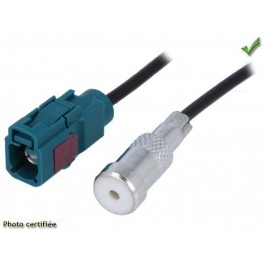Adaptateur Câble FAKRA 20 Cm - Fiche Femelle Verte Vers Double Mâle - Pour Autoradio, Antenne Voiture