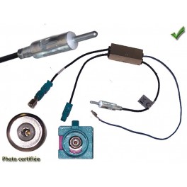 ADAPTATEUR D ANTENNE DOUBLE 1 FAKRA 1 ISO AUDI VERS DIN