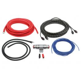 KIT CABLE RCA + CABLE ALIM 10MM2 + PORTE FUSIBLE + FUSIBLE + 4 COSSES