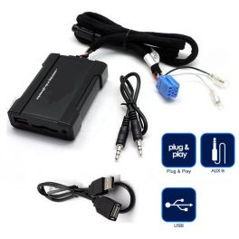 INTERFACE ENTREE AUX USB SD POUR AUTORADIO PEUGEOT ISO ENTREE CHARGEUR ACTIVEE