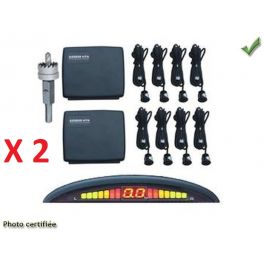 RADAR AVANT ET ARRIERE DE RECUL A 8 CAPTEURS NOIRS 12V CABLE 6M (PAR 2 PIECES)