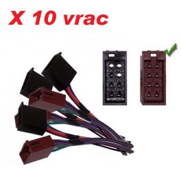 FAISCEAU AUTORADIO ISO FEMELLE FILS NUS CON 4HP ET ALIM EN 2 PRISES PAR 10 PIECES VRAC