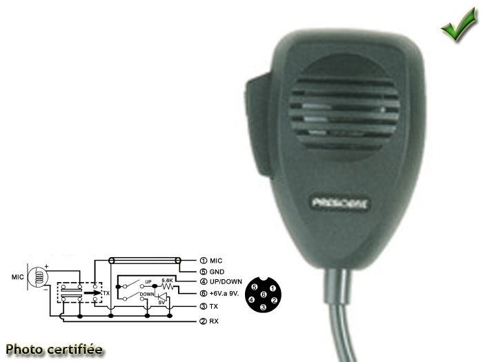 Fiche DIN Mâle noire 6 Broches