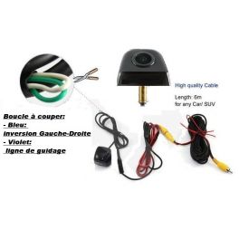 KIT CAMERA DE RECUL INFRA ROUGE 12V ANGLE 150 DEGRES COULEUR ( LIGNE DE GUIDAGE )