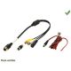 CABLE ADAPTATEUR CAMERA 4VOIES MALE GX16 /RCA MALE + ALIMENTATION