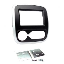 Kit 2 DIN RENAULT TRAFIC 2014-  NOIR CONTOUR ARGENT AVEC CLIMATION AUTOMATIQUE