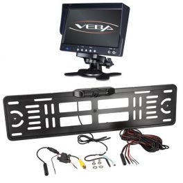 KIT CAMERA DE RECUL VIDEO COULEUR MONITEUR 7 POUCE 12V SUR PLAQUE IMMATRICULATION