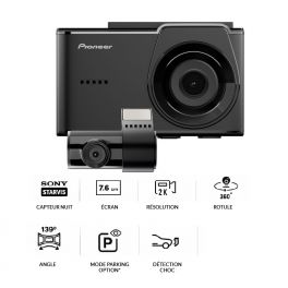 CAMERA DASH CAM ENREGISTREUR AVANT ARRIERE ECRAN PIONEER VREC-H520DC